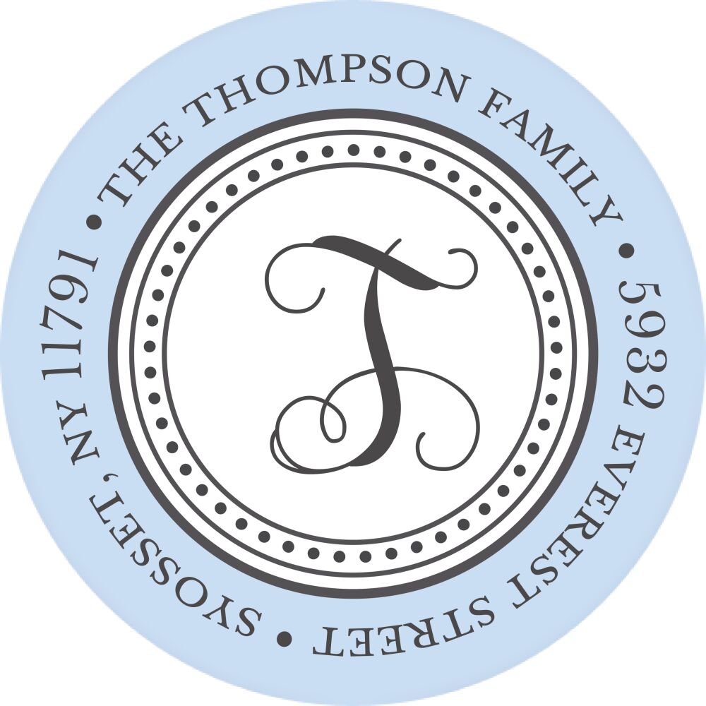 Softly Stated - Blue Round Address Sticky