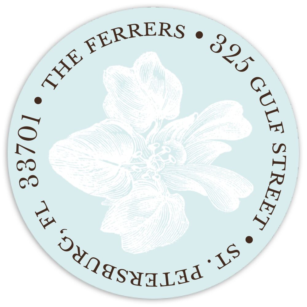 Tropical Garden Round Address Sticky