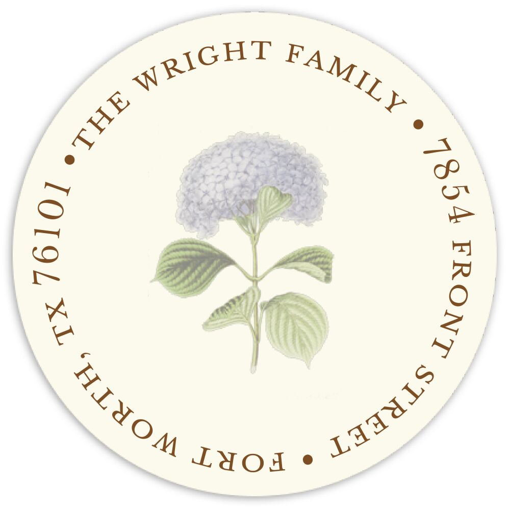 Hydrangea Bloom Round Address Sticky