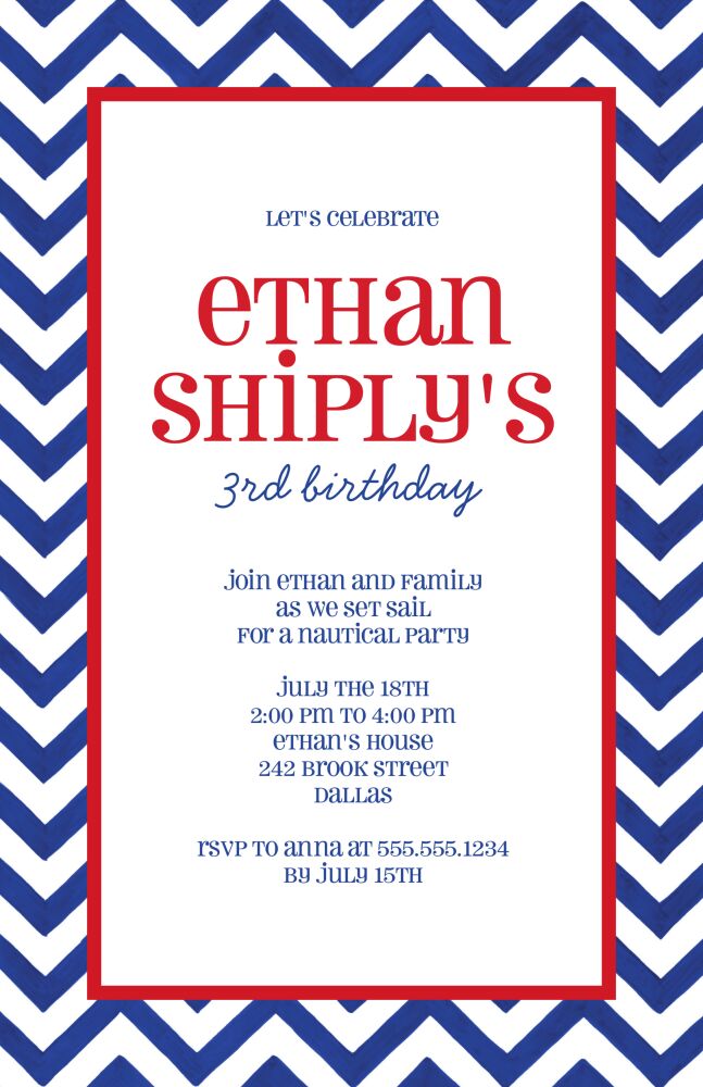 Chevron - Blue Invitation