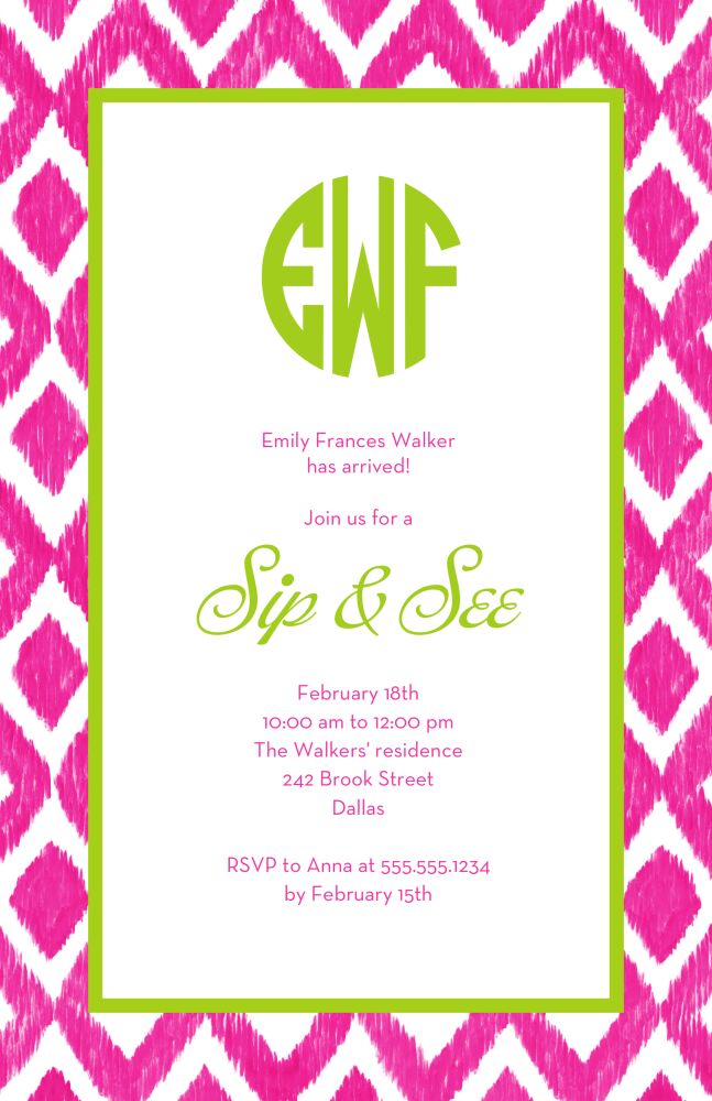 Ikat - Pink Invitation