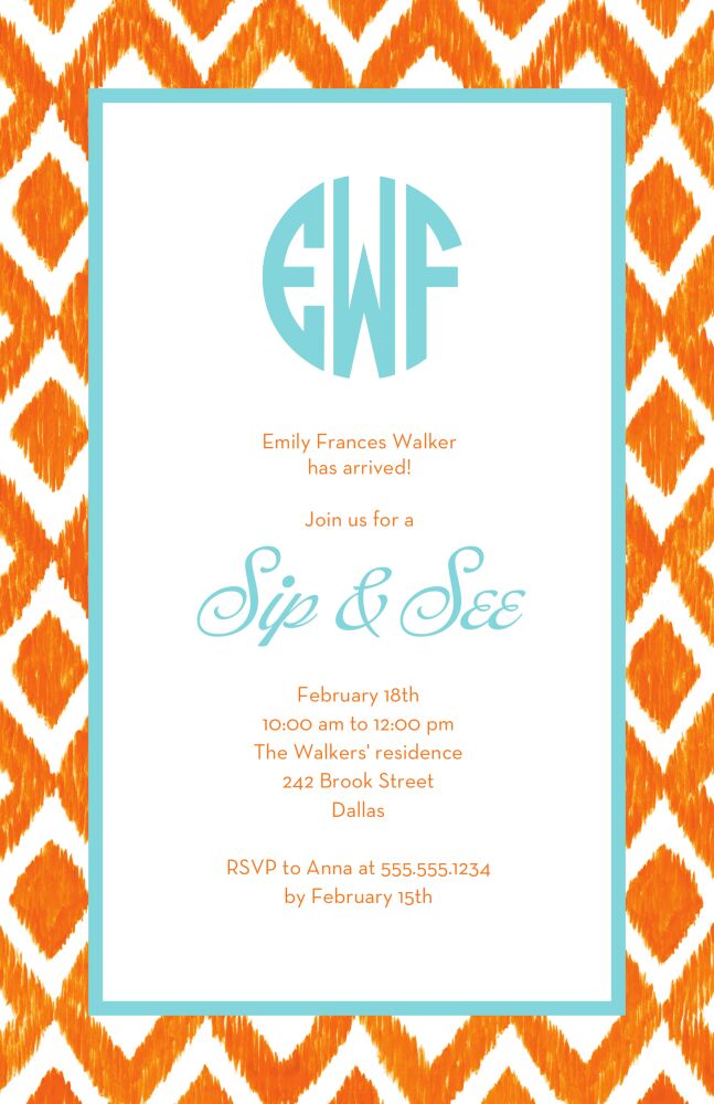 Ikat - Orange Invitation