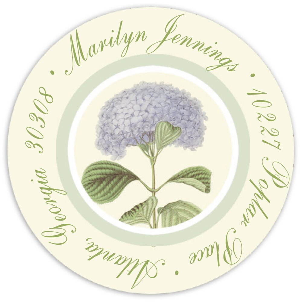 Heavenly Hydrangea Round Address Sticky