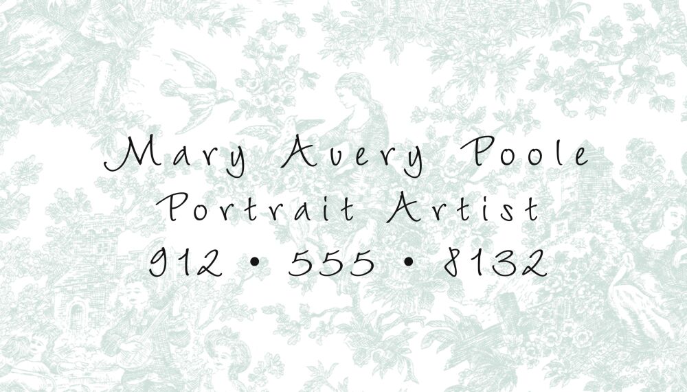 Small Summerland Toile Blue Calling Card