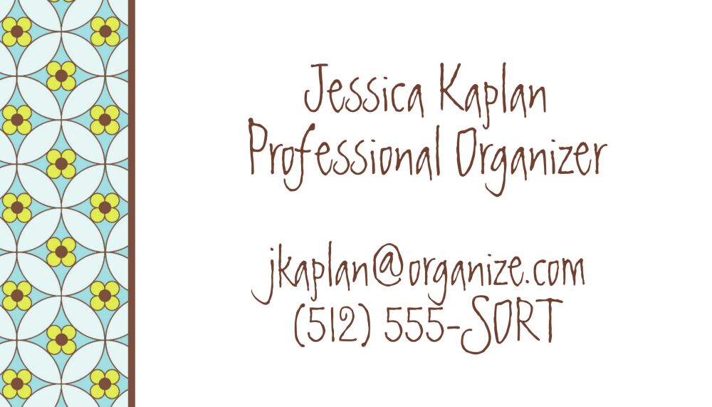 Small Floral Mosiac Blue Calling Card