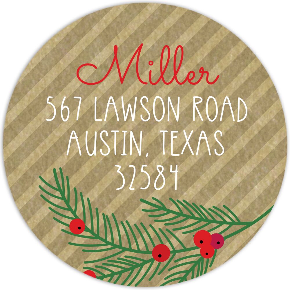 Kraft Wishing you Joy Round Return Address Sticker