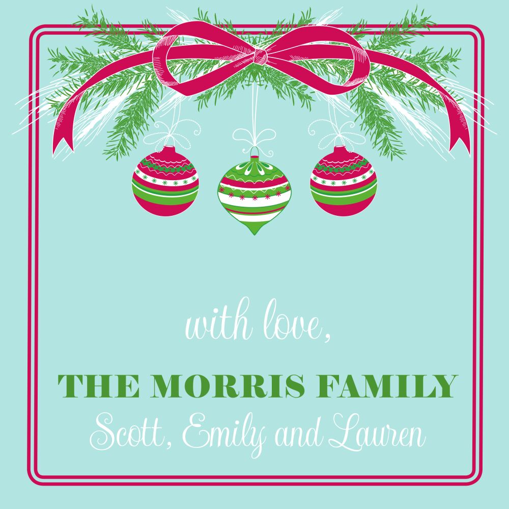 Ornament Swag on Blue Gift Sticker