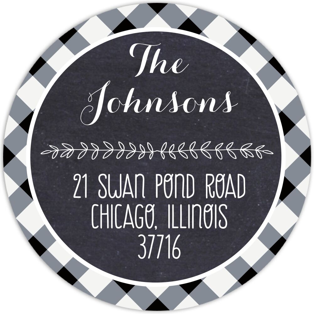 Festive Gingham Holiday Round Address Label