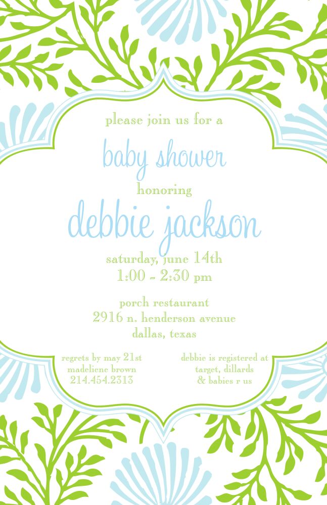 Lime Floral Invitation - Blue