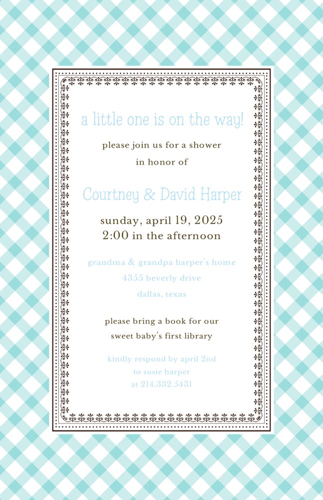Gingham Invitation - Blue
