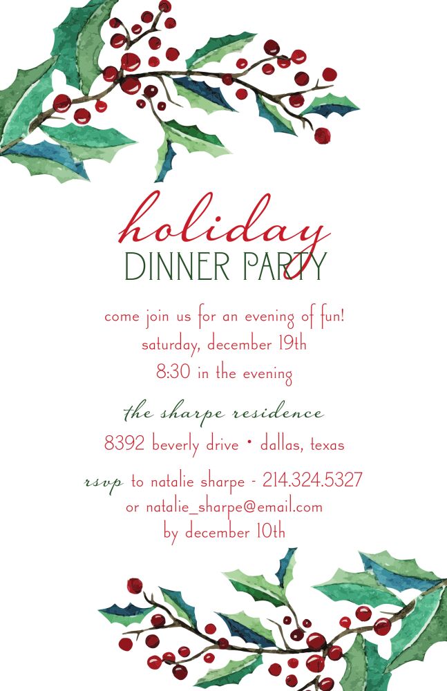 Holly Sprig Invitation