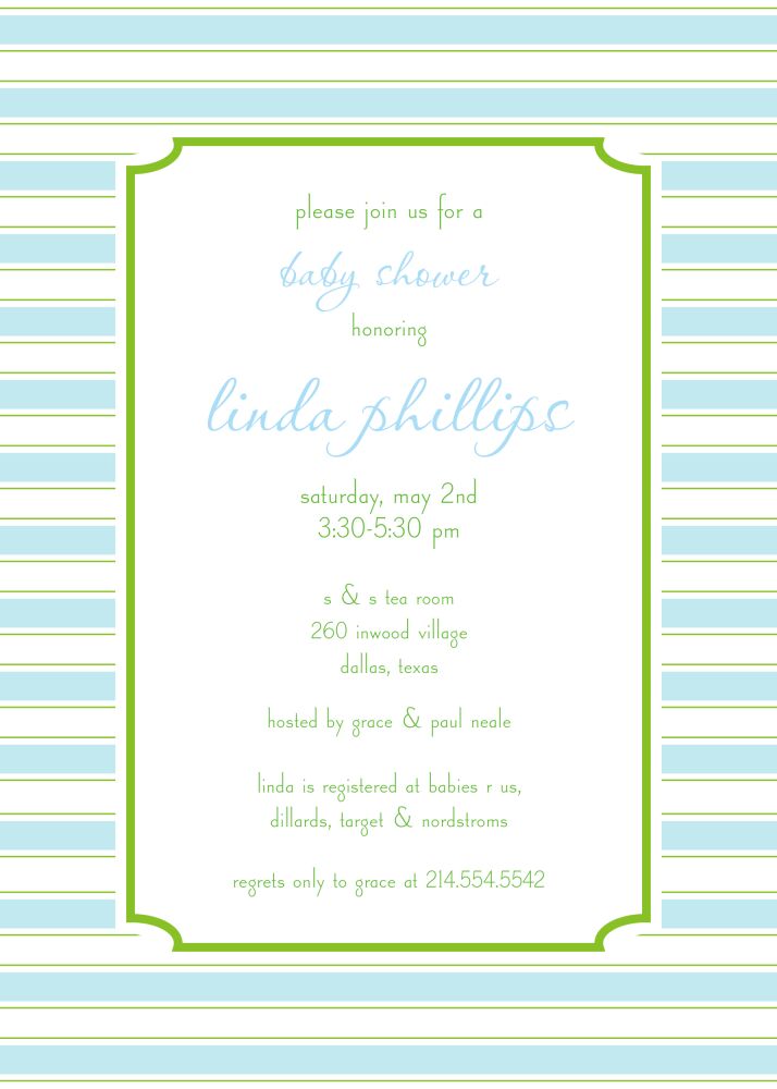 Preppy Stripe Invitation - Blue