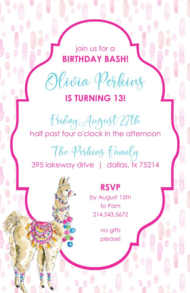 Dressed Up Llamas Invitation