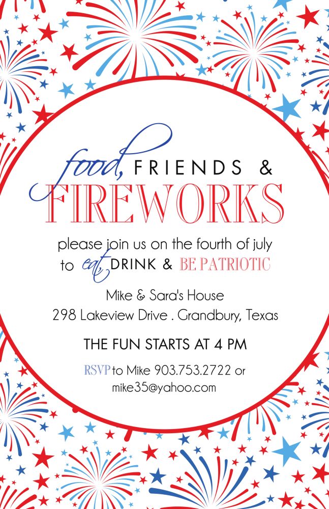Red, White & Blue Fireworks Invitation