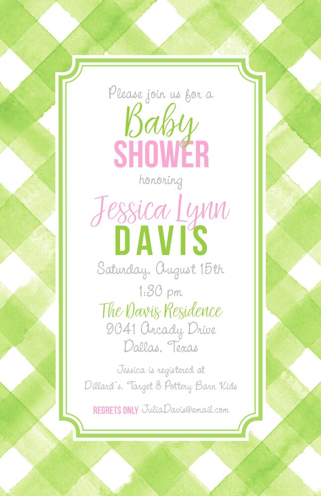 Lime Buffalo Check Invitation