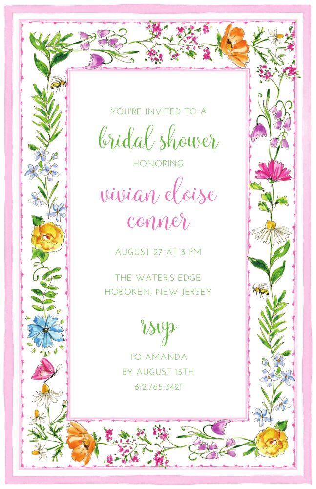 Handpainted Wildflower Border Invitation