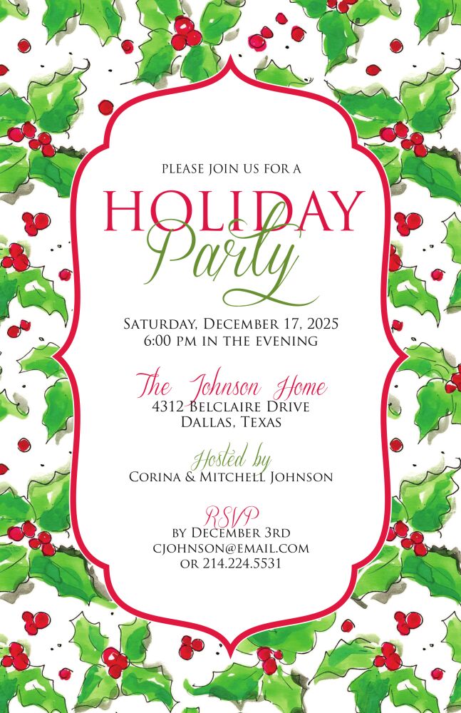 Holly Pattern Invitation
