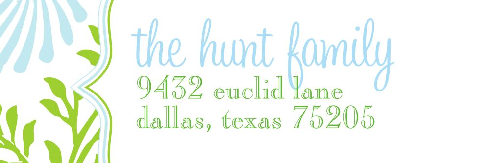 Lime Floral Return Address Label - Blue