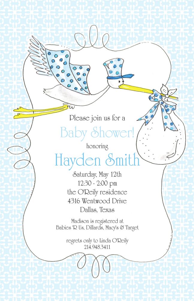 Stork Invitation - Blue
