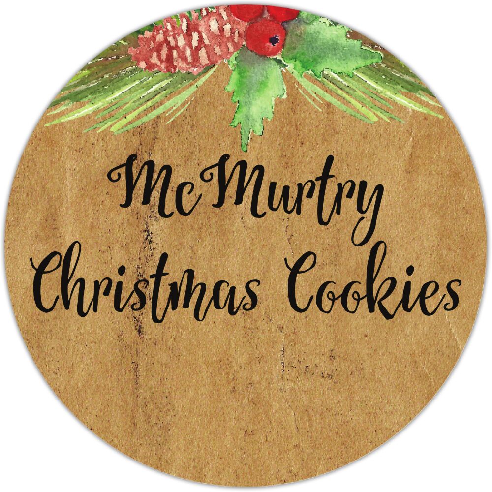 Craft Paper Watercolor Holly Round Gift Sticker