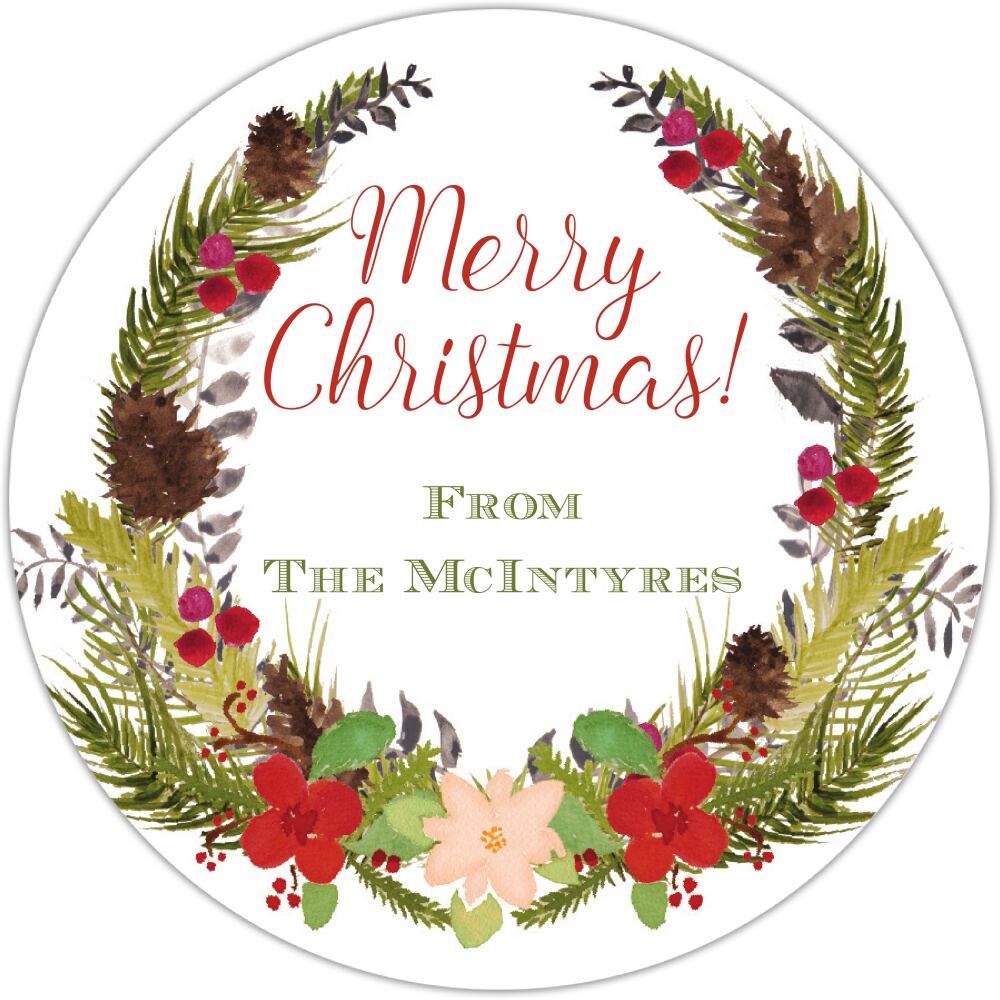 Botanical Wreath Round Gift Sticker