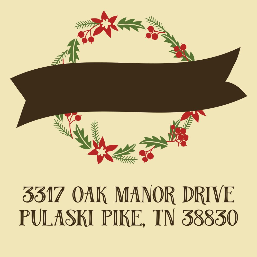 Christmas Wreath Square Return Address Sticker