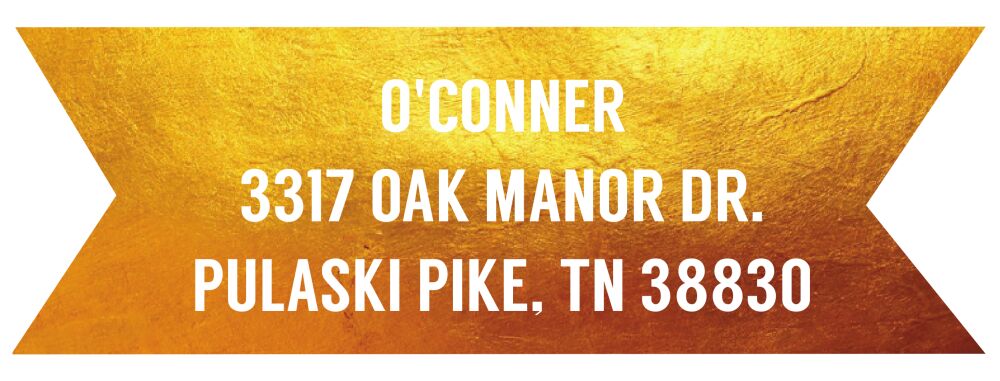 Gold Banner Rectangle Return Address Sticker