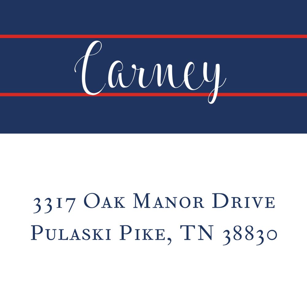 Blue And Red Square Return Address Sticker