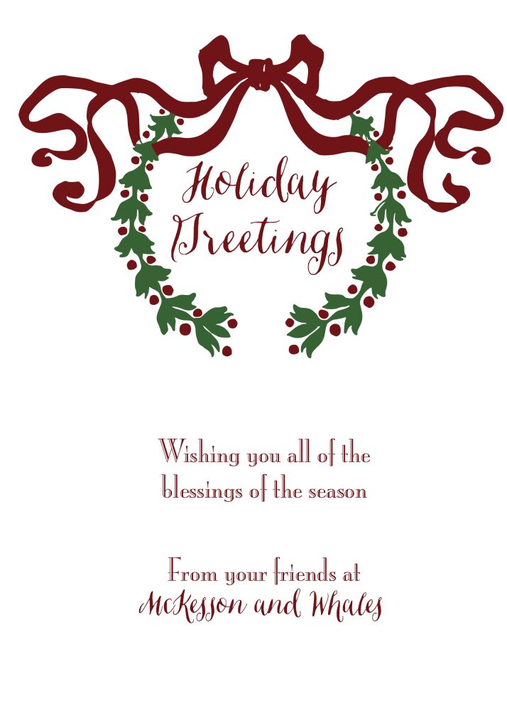 Elegant Wreath Flat Holiday Greeting Card