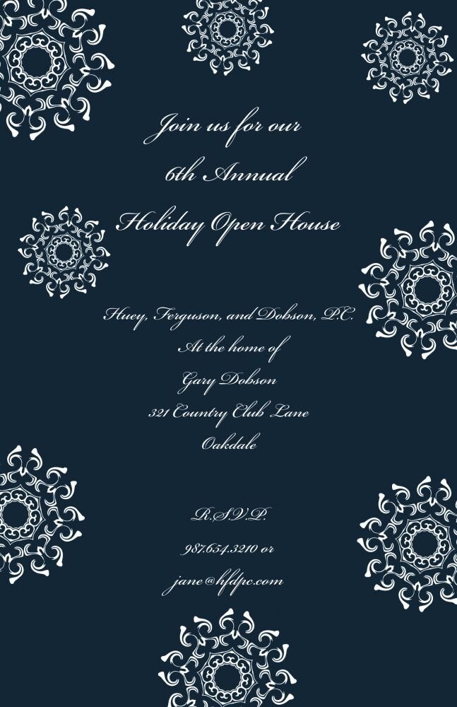 Snowflakes on Navy Holiday Invitation