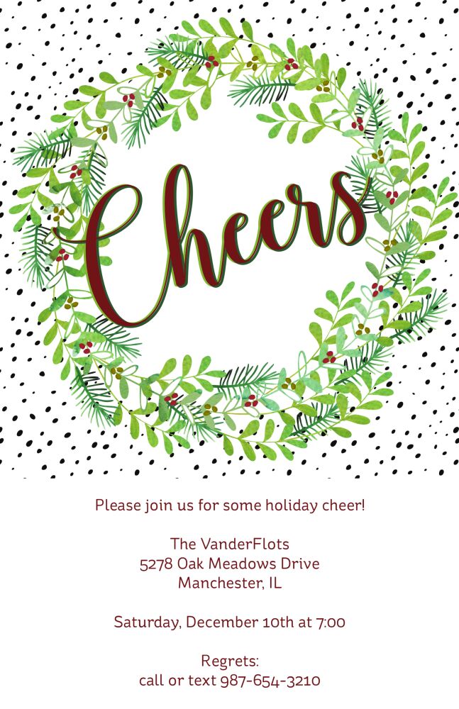 Cheers Christmas Wreath Invitation