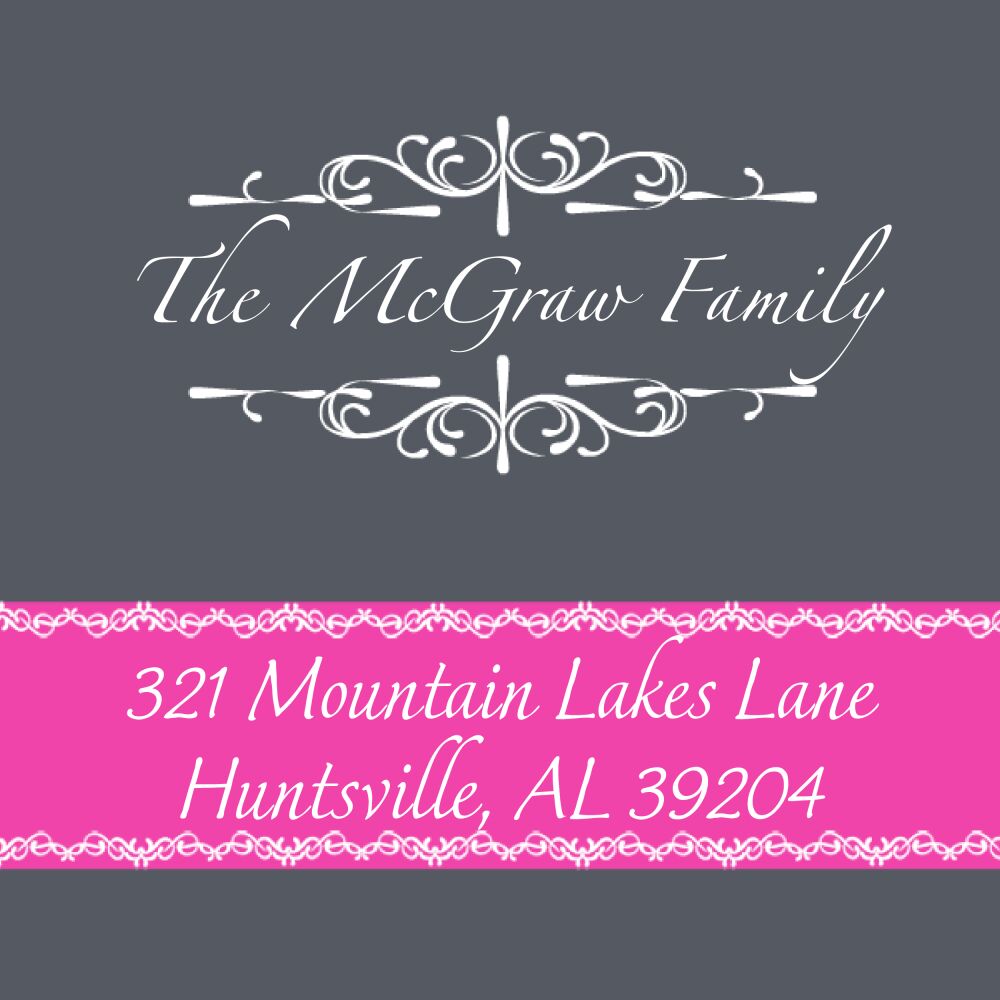 Elegant Pink and Gray Square Return Address Label