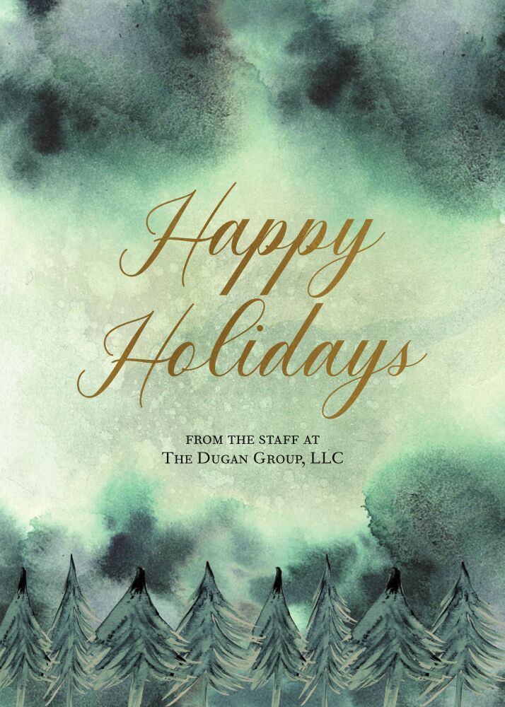 Watercolor Holiday Trees Greeting Card