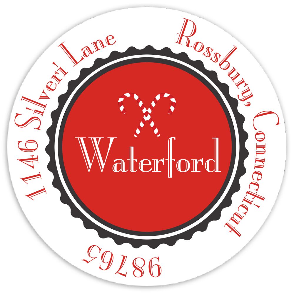 Candy Cane Circle Return Address label