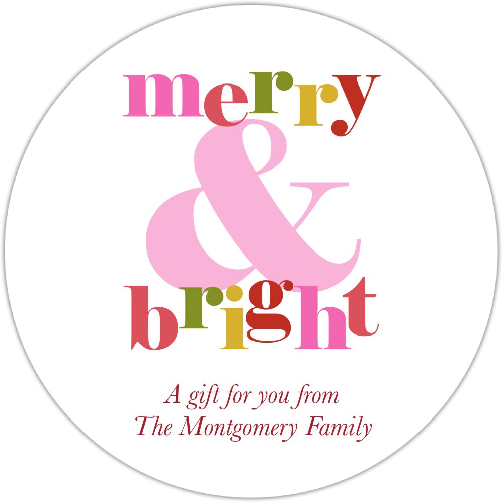 Colorful Merry & Bright Gift Sticker