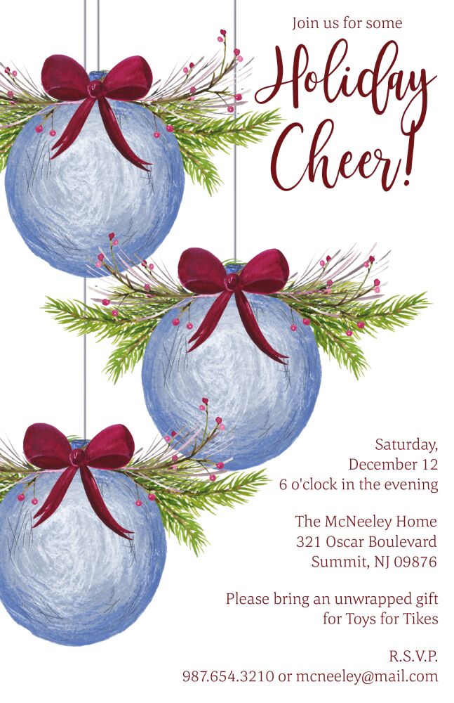 Watercolor Ornaments Holiday Invitation