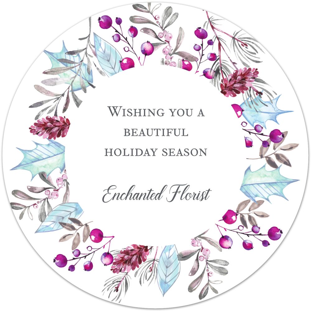 Enchanted Flora Circle Holiday Greeting Card