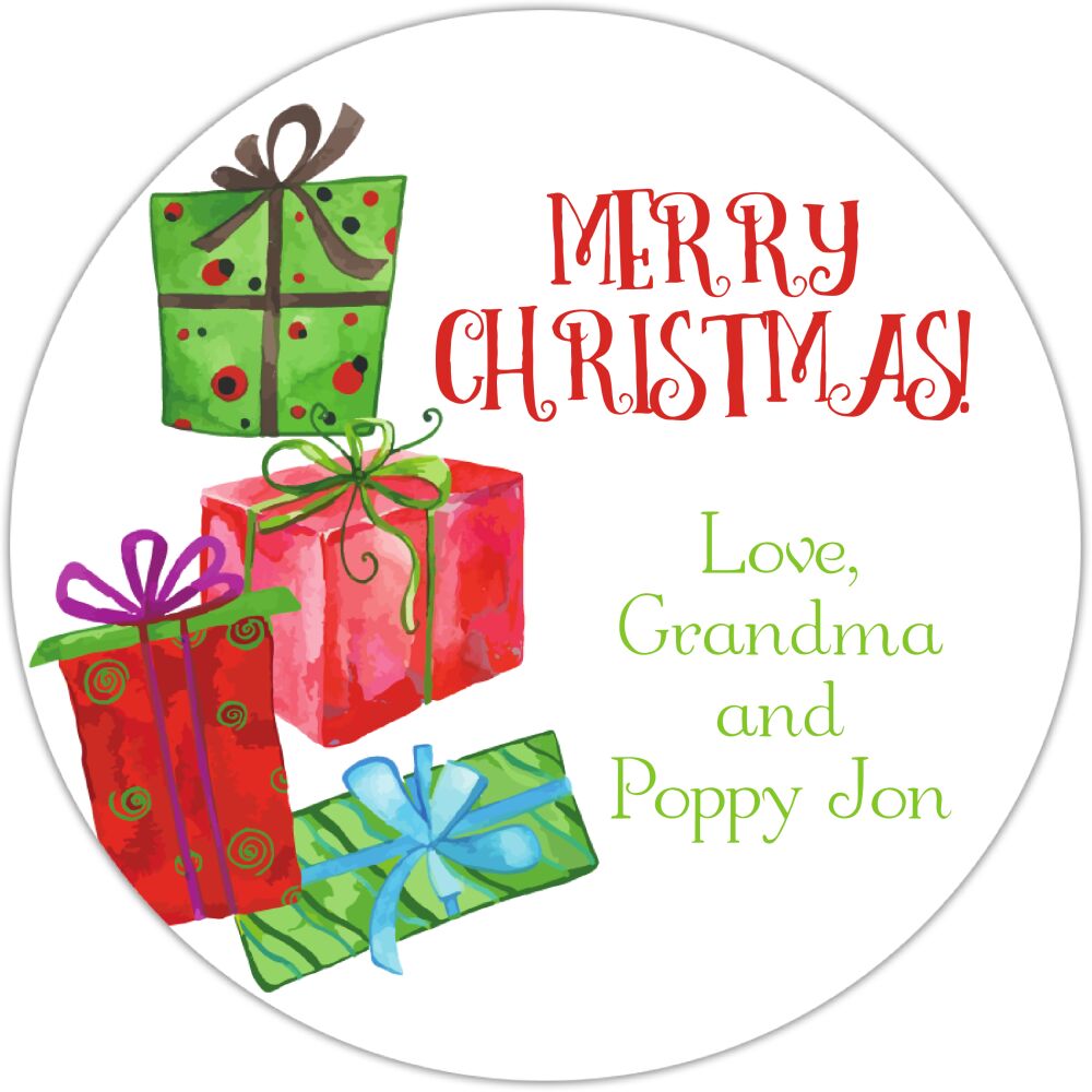 Watercolor Wrapped Presents Gift Sticker