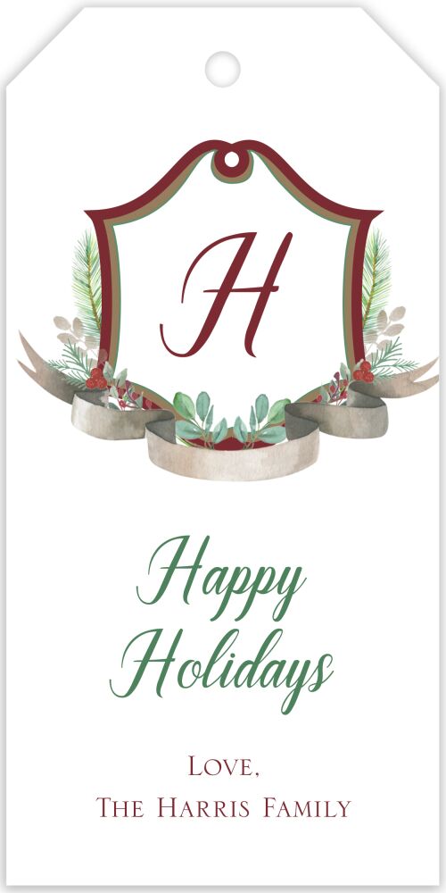 Holiday Crest Hanging Gift Tag
