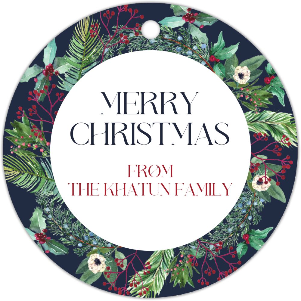 Floral Berry Round Hanging Gift Tag
