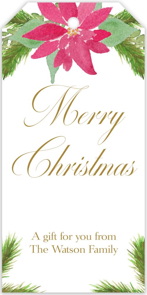 Watercolor Poinsettia Hanging Gift Tag