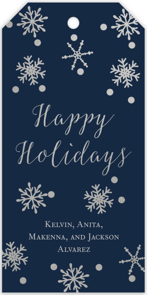 Navy Foiled Snowflake Hanging Gift Tag