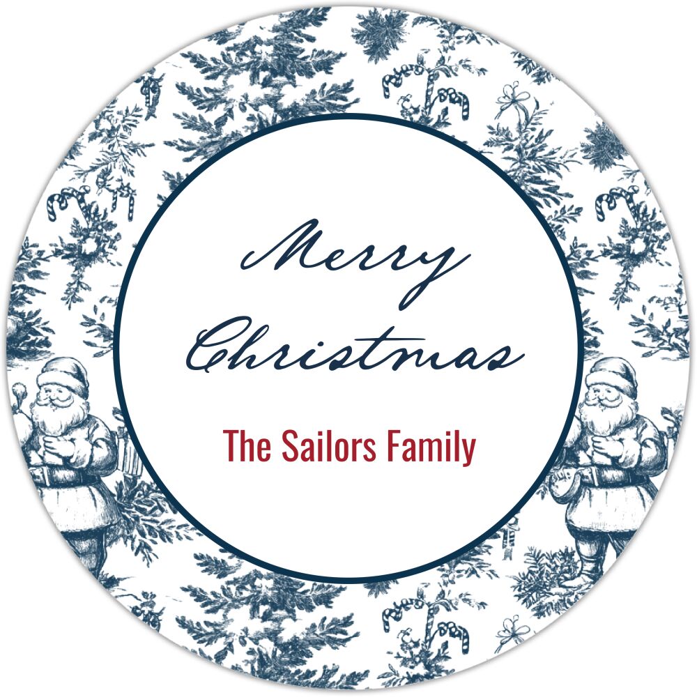 Christmas Toile Gift Sticker