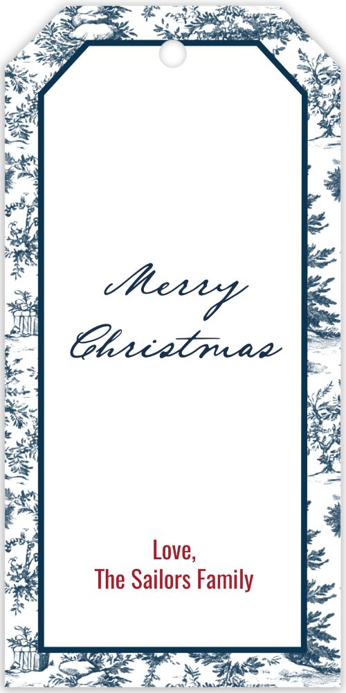 Christmas Toile Hanging Gift Tag