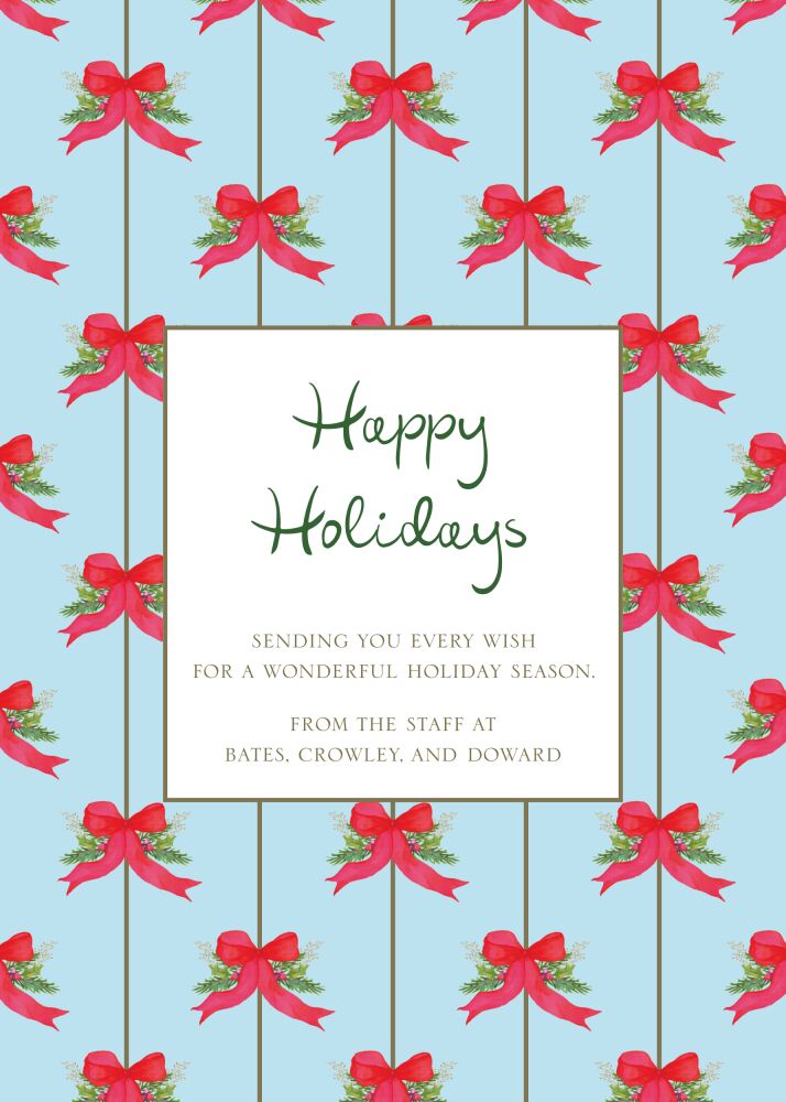 Bow Stripes Holiday Greeting Card
