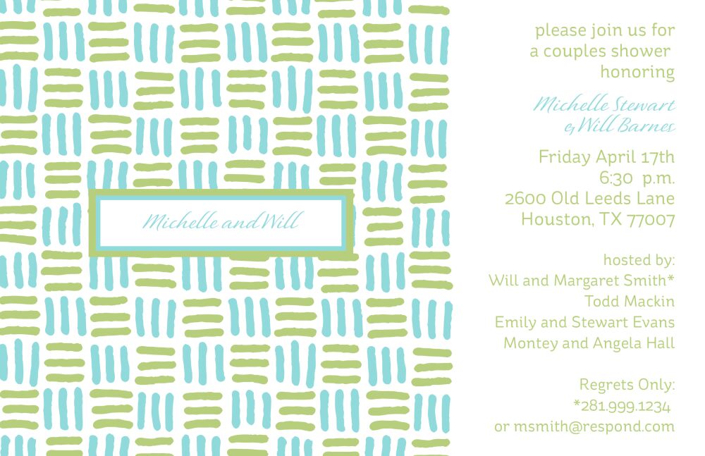 Aqua Blue and Sage Green Blocks Invitation