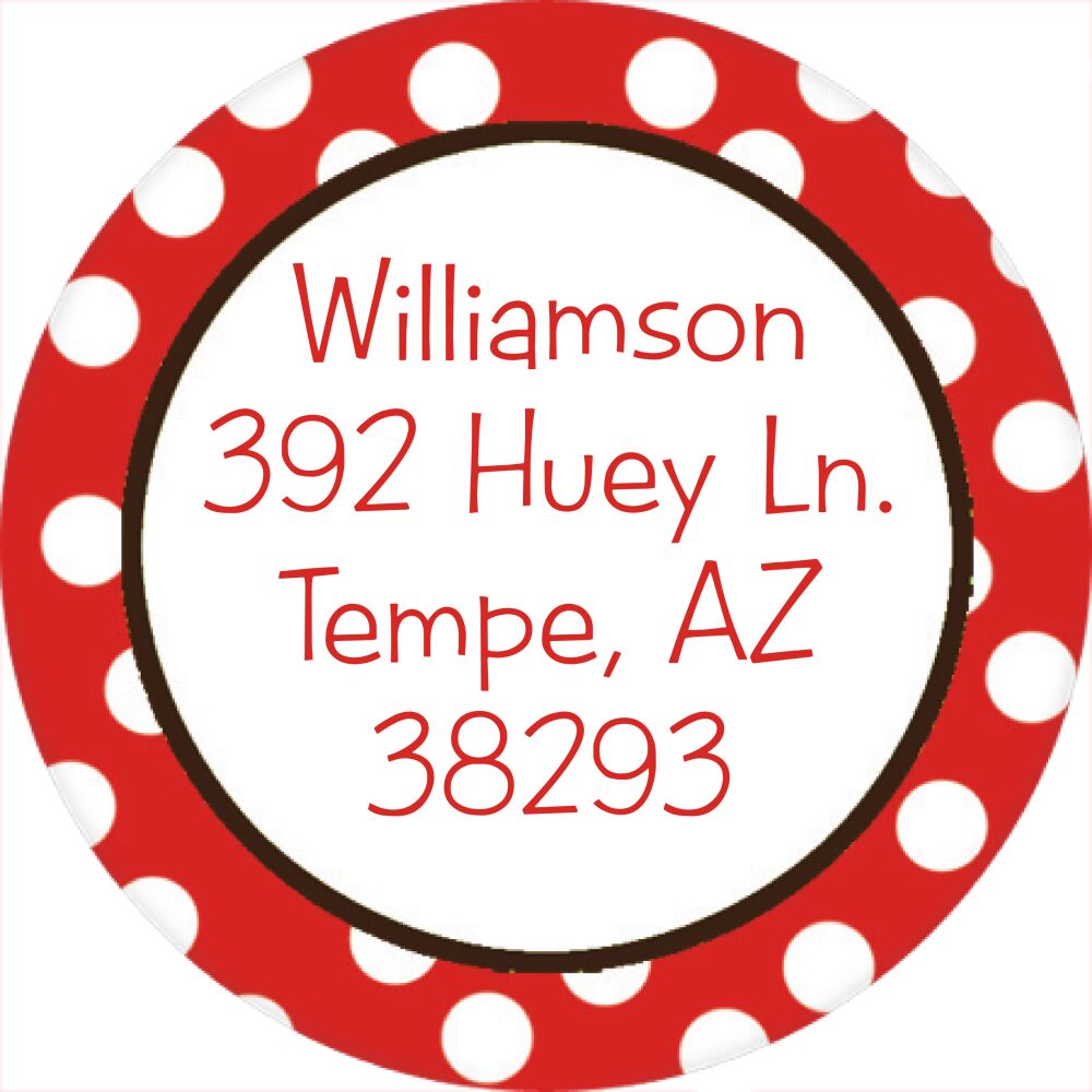 Red dots Holiday return address label