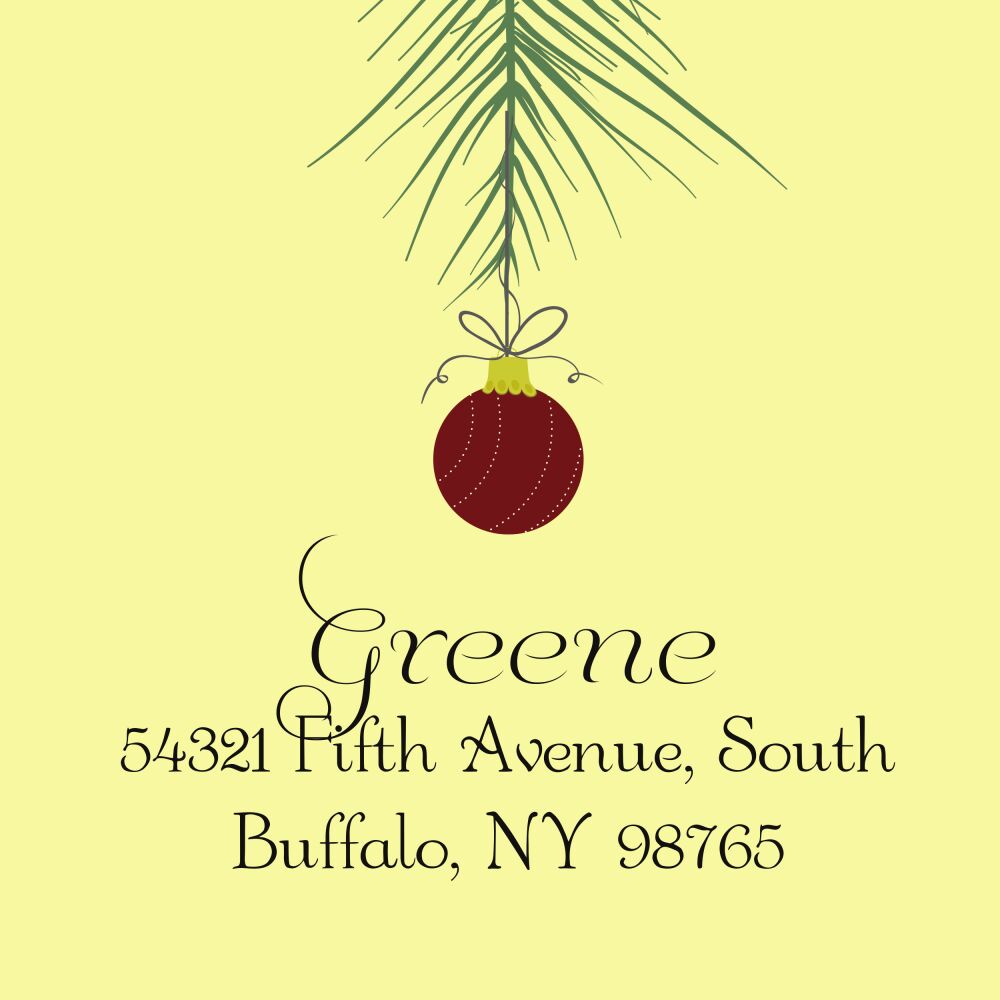 Tree Branch Ornament Square Return Address Label