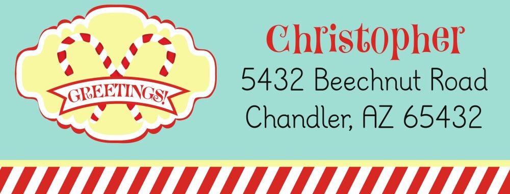 Candy Cane Rectangle Return Address Label