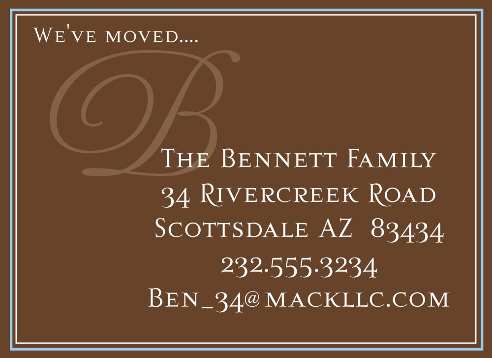 Family Initial Moving Announcement